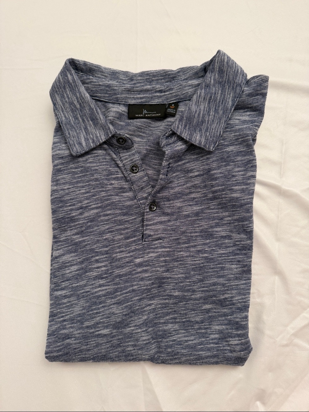 Marc Anthony heather blue slim fit short sleeve polo shirt